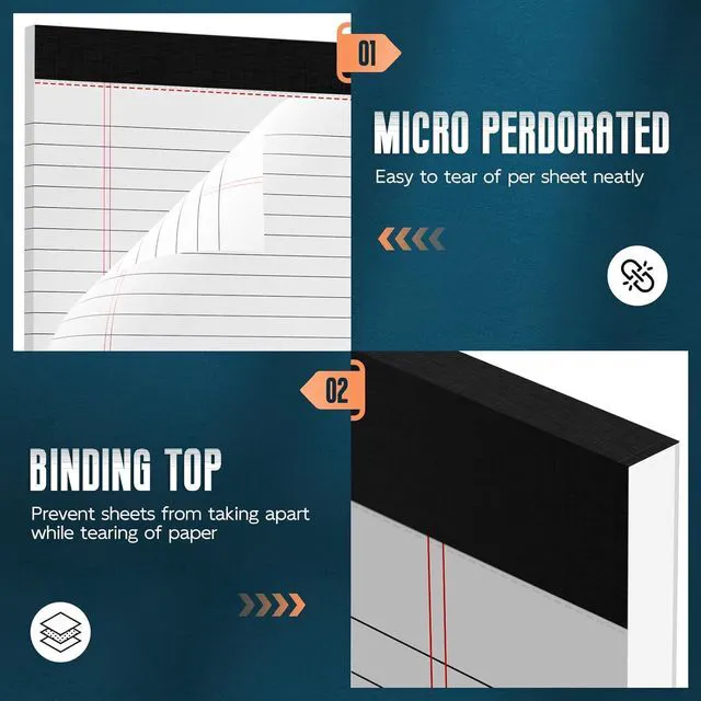 Alt view image 4 of 7 - White Legal Note Pads 8.5 x 11'', 24 Pack Wide Ruled Lined Paper Note Pads Perforated Wide Ruled Lined Writing Pads 30 Sheets per Notepad Double-Side Printed Note Pad 8.5x11 for Home, Office, School