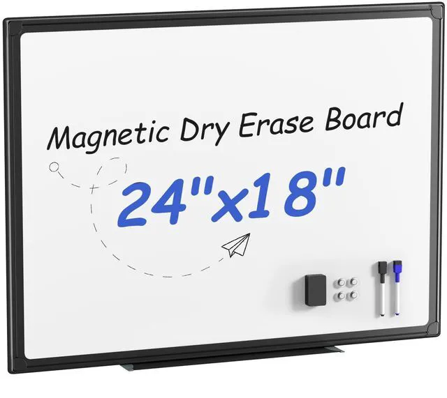 Main image of 24" x 18" Magnetic Dry Erase Board for Wall, Whiteboard with Aluminum Frame, Markers, Magnets, Eraser & Tray Included, Dry Erase White Board for Office, School, Classroom & Home