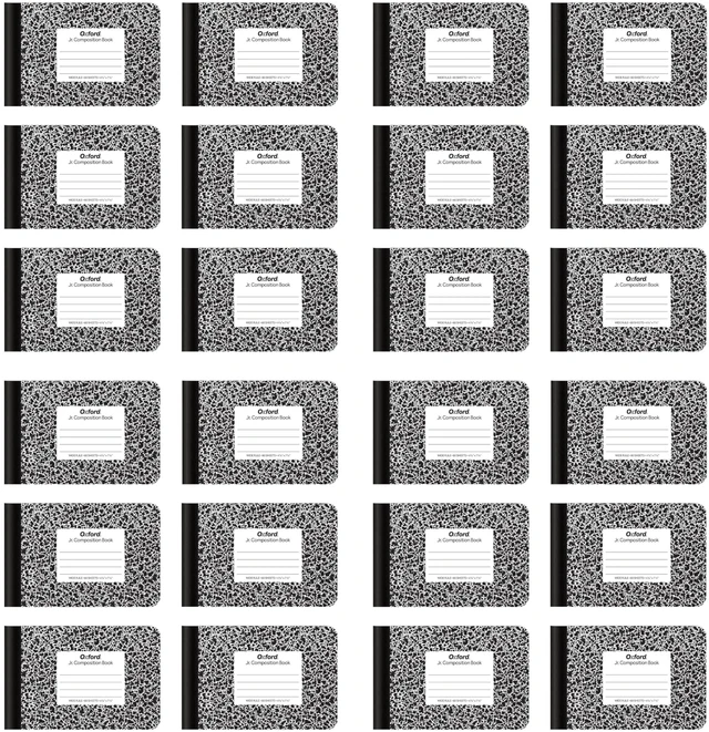 Main image of Jr. Composition Notebooks, School Supplies, Notebooks for School, Half Size, 4-7/8 x 7-1/2 Inches, Wide Ruled Paper, 80 Sheets, Kids Journal, Black Marble Covers,(63773), (Pack of 24)