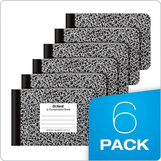 Alt view image 7 of 7 - Jr. Composition Notebooks, School Supplies, Notebooks for School, Half Size, 4-7/8 x 7-1/2 Inches, Wide Ruled Paper, 80 Sheets, Kids Journal, Black Marble Covers,(63773), (Pack of 24)