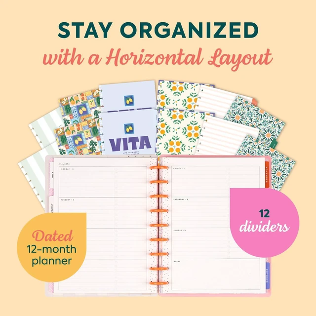Alt view image 3 of 6 - Happy Planner Disc-Bound Planner July 2026June 2027, Classic Size Includes 3 extra months and 2 sticker sheets, 7" x 9.25", Horizontal Layout, Coastal Cottage theme