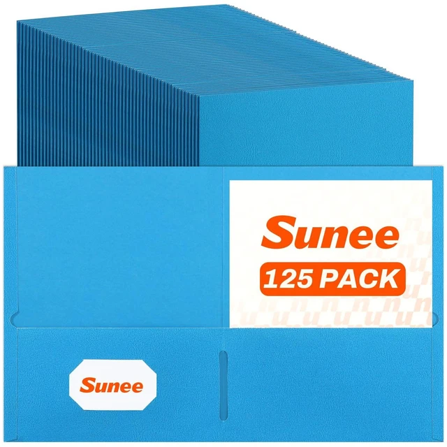 Main image of Folders with Pockets(125 Pack, Blue), 2 Pocket Folders Fit Letter Size Paper, Paper File Folder for School Office Home Business