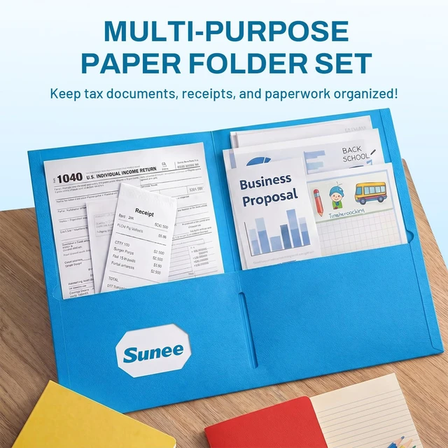 Alt view image 2 of 7 - Folders with Pockets(125 Pack, Blue), 2 Pocket Folders Fit Letter Size Paper, Paper File Folder for School Office Home Business