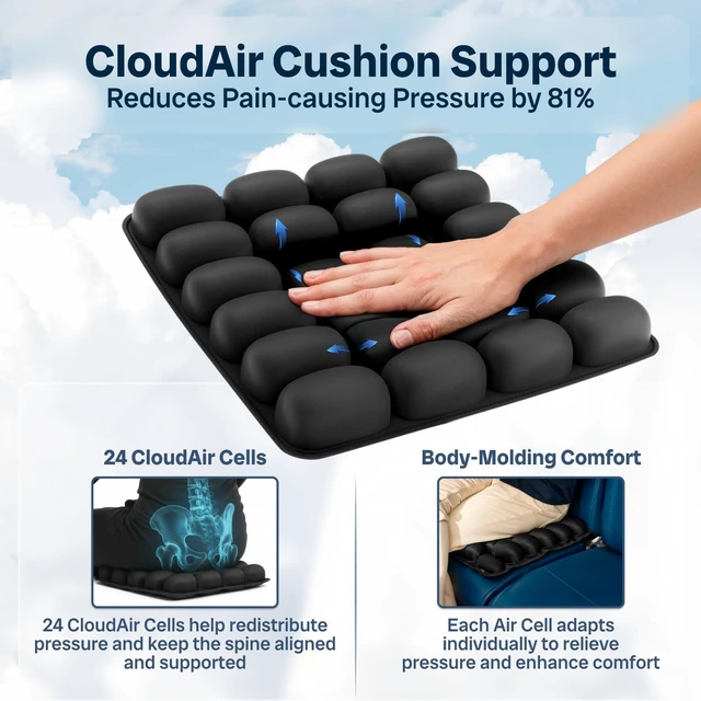 Alt view image 7 of 7 - Travel Cushion for Long Flights Inflatable Airplane Seat Cushion TSA Approved Sit Pad for Plane Rides · Butt Pillow for Airline Seats · Stadium & Office Seat Cushions · Portable Support