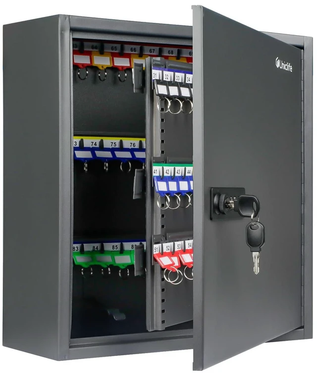 Main image of 120 Position Steel Key Cabinet with Combination and Key Lock Wall-mount key box, resettable 4-digit code lock, 2 spare keys, thickened steel, large capacity, adjustable racks and labels