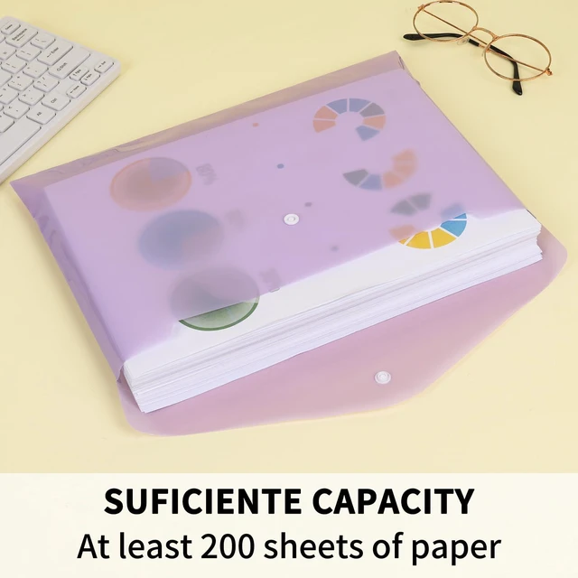 Alt view image 3 of 7 - 48pcs Plastic Envelopes, Plastic Folders for Documents, Poly Folders with Snap Closure, A4 Size, Letter Size, for School and Office Supplies