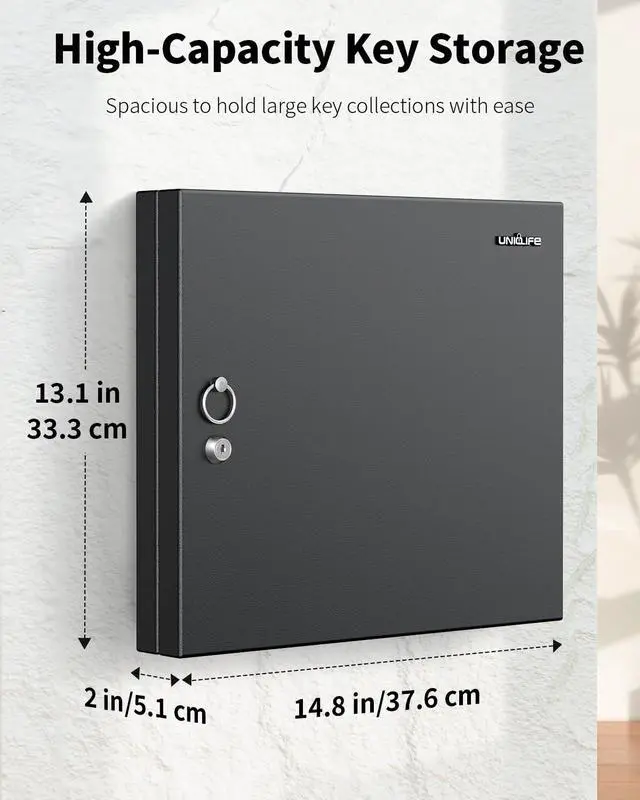Alt view image 2 of 7 - 48 Keys Key Lock Box, Wall Mount Key Box, Car Key Organizer with Writable Key Racks and Tags, Security Key Cabinet, Car Key Holder Storage Box for Office, Hotel & Company