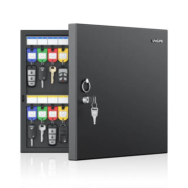 Main image of 48 Keys Key Lock Box, Wall Mount Key Box, Car Key Organizer with Writable Key Racks and Tags, Security Key Cabinet, Car Key Holder Storage Box for Office, Hotel & Company