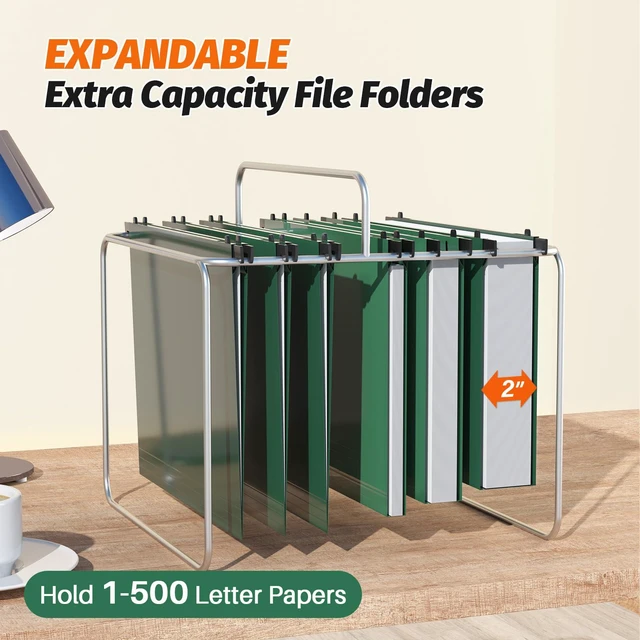 Alt view image 3 of 7 - Plastic Hanging File Folders,Letter Size, 12 Pack, Green Reinforced Hang Folders, Standard File Folders for Filing Cabinet, Plastic Hanging Folders, 1/5-Cut Tabs, for Home & Office