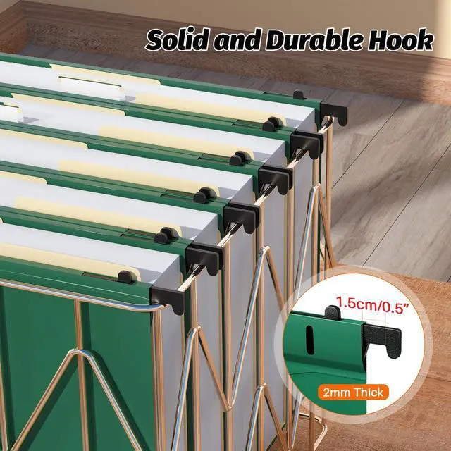 Alt view image 5 of 7 - Plastic Hanging File Folders,Letter Size, 12 Pack, Green Reinforced Hang Folders, Standard File Folders for Filing Cabinet, Plastic Hanging Folders, 1/5-Cut Tabs, for Home & Office