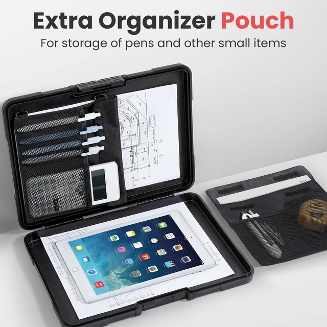 Alt view image 3 of 7 - Toughest Clipboard with Storage, Internal Pen Pouch Included, Letter/ A4 Size, Shockproof Heavy Duty Plastic Clip Boards 8.5x11, High Capacity Clipboards Box Case for Contractor Trucker Driver