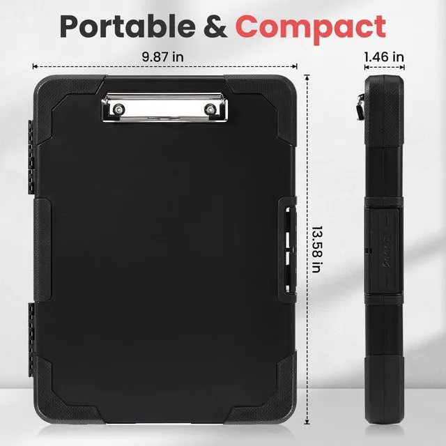 Alt view image 6 of 7 - Toughest Clipboard with Storage, Internal Pen Pouch Included, Letter/ A4 Size, Shockproof Heavy Duty Plastic Clip Boards 8.5x11, High Capacity Clipboards Box Case for Contractor Trucker Driver