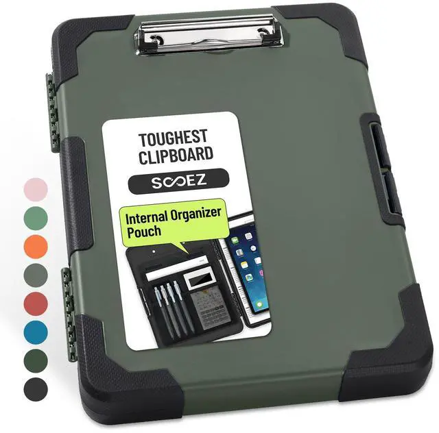 Main image of Toughest Clipboard with Storage, Internal Pen Pouch Included, Letter/ A4 Size, Shockproof Heavy Duty Plastic Clip Boards 8.5x11, High Capacity Clipboards Box Case for Contractor Trucker Driver