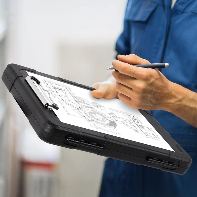 Alt view image 7 of 7 - Toughest Clipboard with Storage, Internal Pen Pouch Included, Letter/ A4 Size, Shockproof Heavy Duty Plastic Clip Boards 8.5x11, High Capacity Clipboards Box Case for Contractor Trucker Driver
