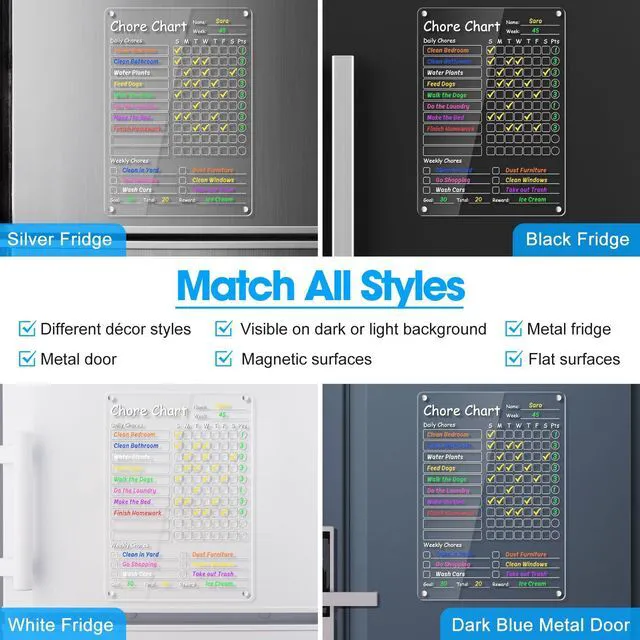 Alt view image 6 of 7 - Acrylic Chore Chart Clear Dry Erase Checklist Chore Boars for Family Chores Checklist Reward Chart Responsibility Chart, 12x9'', 1 Pack