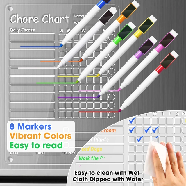 Alt view image 4 of 7 - Acrylic Chore Chart Clear Dry Erase Checklist Chore Boars for Family Chores Checklist Reward Chart Responsibility Chart, 12x9'', 1 Pack
