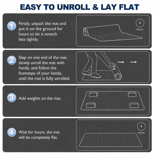 Alt view image 6 of 7 - Chair Mat for Carpet- Low Pile (1/4" Thick) Carpet Protector for Office Gaming Computer Desk Chair. Heavy Duty Desk Chair Mat for Carpeted Floors, Semi Transparent (with Lip)