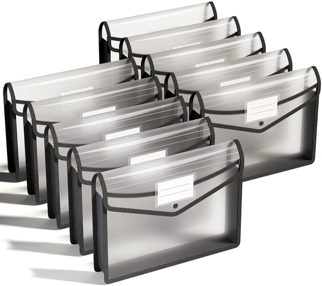Main image of Plastic Expanding File Folder, Transparent envelopes with Snap No Dividers,Large Capacity,Document Organizer for Receipts, Bills&Taxes,Letter/A4 Size for School/Office/Home-10 Pack
