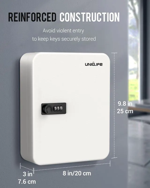 Alt view image 2 of 7 - 48 Position Key Cabinet with Combination Lock Resettable White Digital Security Storage Box Steel Key Organizer with Colorful Key Tag Labels Stickers and Hooks