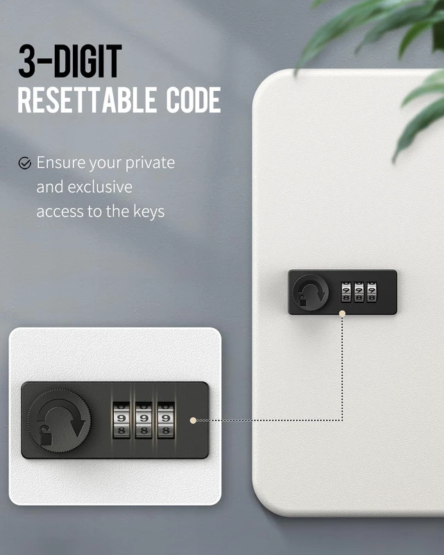 Alt view image 3 of 7 - 48 Position Key Cabinet with Combination Lock Resettable White Digital Security Storage Box Steel Key Organizer with Colorful Key Tag Labels Stickers and Hooks
