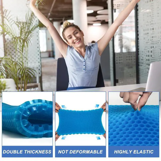 Alt view image 4 of 7 - Gel Seat Cushion for Long Sitting - 18.5" x 17" x 1.4" (LargeSoft) Zero Gel Cushions for Pressure Relief, Honeycomb Gel Seat Cushion, Ergonomic Silicone Seat Cushion for People Over 100 lbs