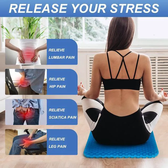 Alt view image 3 of 7 - Gel Seat Cushion for Long Sitting - 18.5" x 17" x 1.4" (LargeSoft) Zero Gel Cushions for Pressure Relief, Honeycomb Gel Seat Cushion, Ergonomic Silicone Seat Cushion for People Over 100 lbs