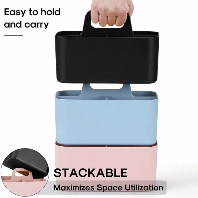 Alt view image 7 of 7 - Multiuse Caddy Organizer with Handle, Portable Divided Plastic Tote Bin - Art Craft, Stationary Pen Marker Crayons, Makeup Hair Supplies Storage - Bathroom, Classroom, Dorm, Office, Desk Holder -Black