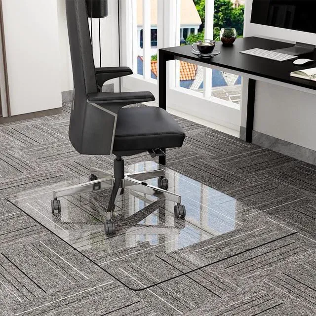 Alt view image 7 of 7 - 36" x 46" Office Chair Mat for Carpet, Tempered Glass Floor Mat Heavy-Duty Hardwood Floor Protector for Carpet & Hard Floors Scratch-Resistant Clear Office Desk Chair Mat 1/6" Clear
