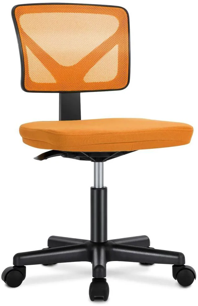Main image of Armless Desk Chairs, Small Home Office Mesh Chairs Ergonomic Adjustable Mid Back, Swivel Rolling Task, Computer Work Vanity Small Spaces, Orange