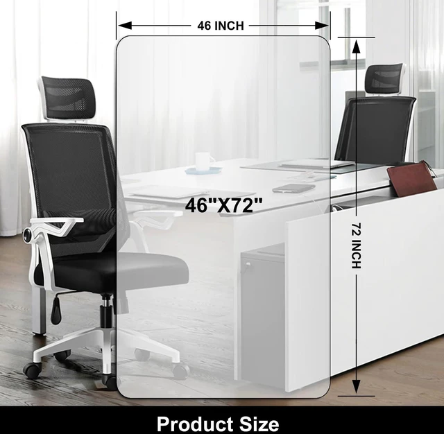 Alt view image 7 of 7 - Office Chair Mat for Hardwood Floor, 46'' x72'' Rectangle Transparent Desk Thick Durable Chair Mat for Rolling Chairs, Easy Glide, Floor-Protector