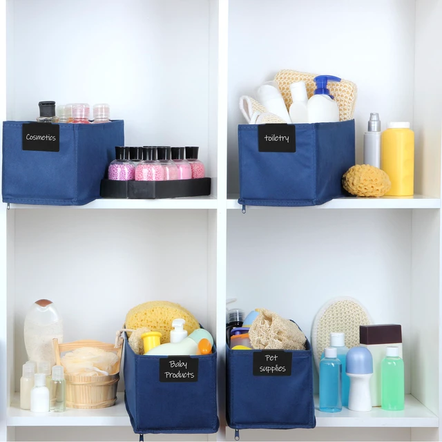 Alt view image 7 of 7 - Basket Labels Clip On Set, 102 pcs 100 Removable Bin Labels Clip On with 2 Chalk Markers, Storage Bin, Basket Tags