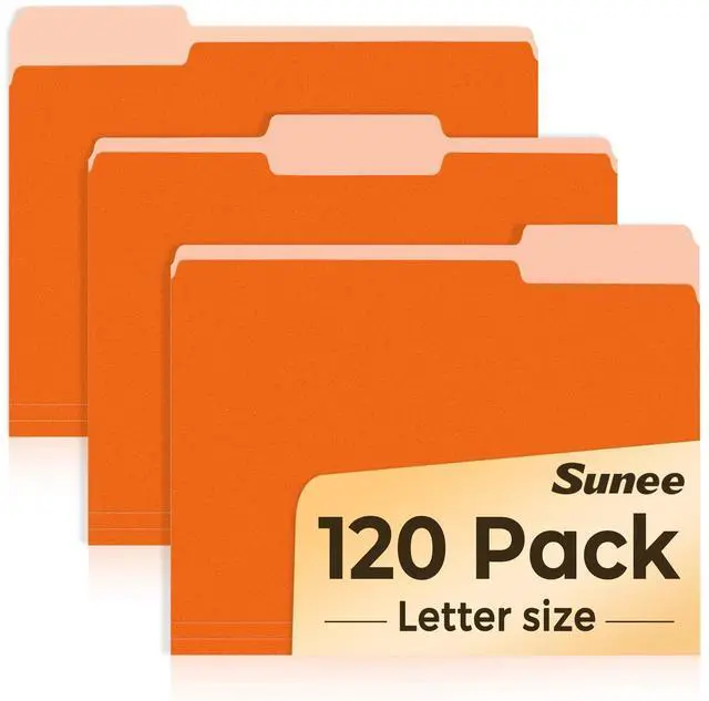 Main image of File Folders, 120 Pack Manilla Folders 8.5 x 11, 1/3 Cut Tab for Easy Labeling and Organization, Durable Standard Paper for Home, Office, School Filing, Orange