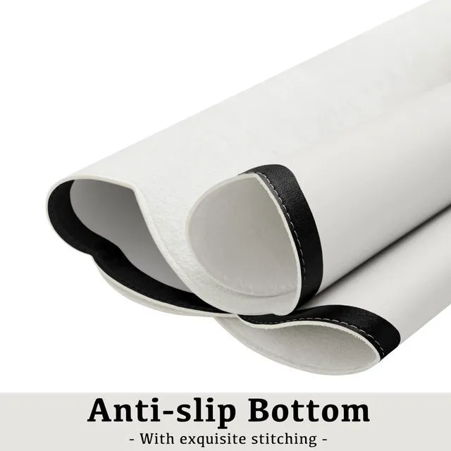 Alt view image 6 of 6 - Scalloped Desk Mat, 31.5" x 15.7" Large Cute Aesthetic Desk Accessories, PU Leather Computer Laptop Desk Mouse Keyboard Pad, Desk Writing Mat for Vanity/Work/Home Decor (Black, 31.5" x 15.7")