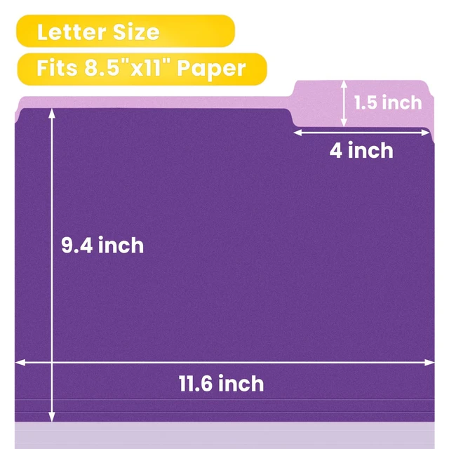 Alt view image 2 of 7 - File Folders, 120 Pack Manilla Folders 8.5 x 11, 1/3 Cut Tab for Easy Labeling and Organization, Durable Standard Paper for Home, Office, School Filing, Purple