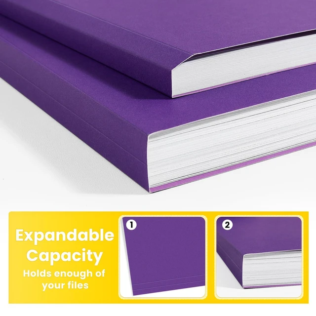 Alt view image 4 of 7 - File Folders, 120 Pack Manilla Folders 8.5 x 11, 1/3 Cut Tab for Easy Labeling and Organization, Durable Standard Paper for Home, Office, School Filing, Purple