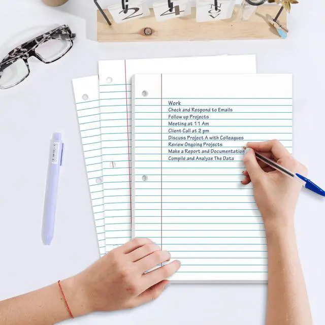 Alt view image 6 of 7 - Loose Leaf Paper, 450 Sheets, 3 Pack Wide Ruled Paper, 8 x 10-1/2 Inch Filler Paper, 3 Hole Punch Binder Paper, Loose Leaf Notebook Paper, 150 Sheets/Pack