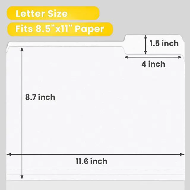 Alt view image 2 of 6 - File Folders, 120 Pack Manilla Folders 8.5 x 11, 1/3 Cut Tab for Easy Labeling and Organization, Durable Standard Paper for Home, Office, School Filing, White