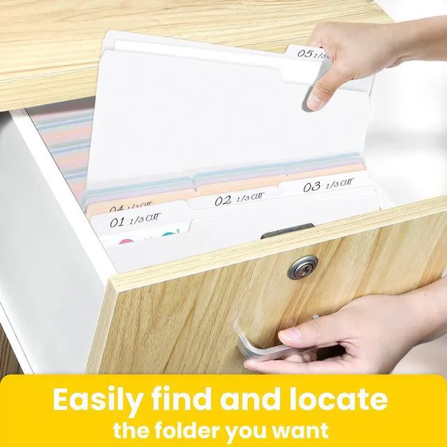 Alt view image 5 of 6 - File Folders, 120 Pack Manilla Folders 8.5 x 11, 1/3 Cut Tab for Easy Labeling and Organization, Durable Standard Paper for Home, Office, School Filing, White