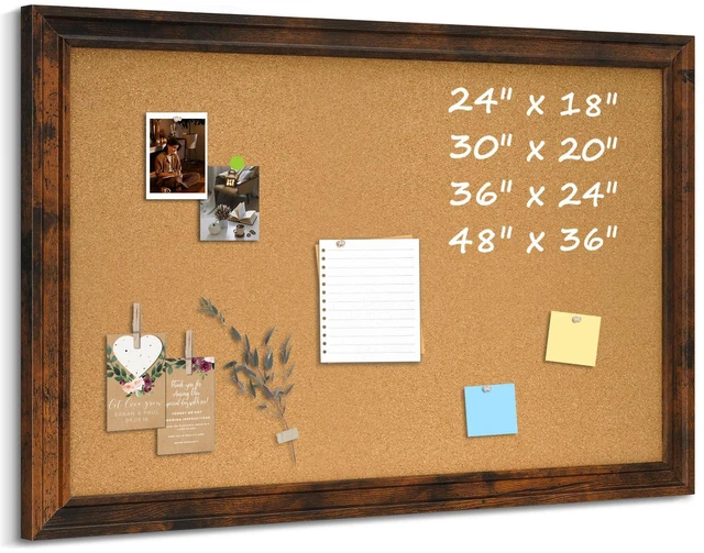 Main image of Cork Board Bulletin Board, 36"x24" Corkboard for Wall Vintage Brown Wooden Frame, Decorative Pin Board, Message Board, Notice Board, Vision Board for Home, Office, Kitchen