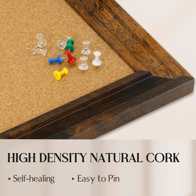 Alt view image 4 of 7 - Cork Board Bulletin Board, 36"x24" Corkboard for Wall Vintage Brown Wooden Frame, Decorative Pin Board, Message Board, Notice Board, Vision Board for Home, Office, Kitchen