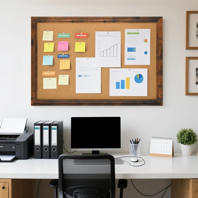 Alt view image 6 of 7 - Cork Board Bulletin Board, 36"x24" Corkboard for Wall Vintage Brown Wooden Frame, Decorative Pin Board, Message Board, Notice Board, Vision Board for Home, Office, Kitchen