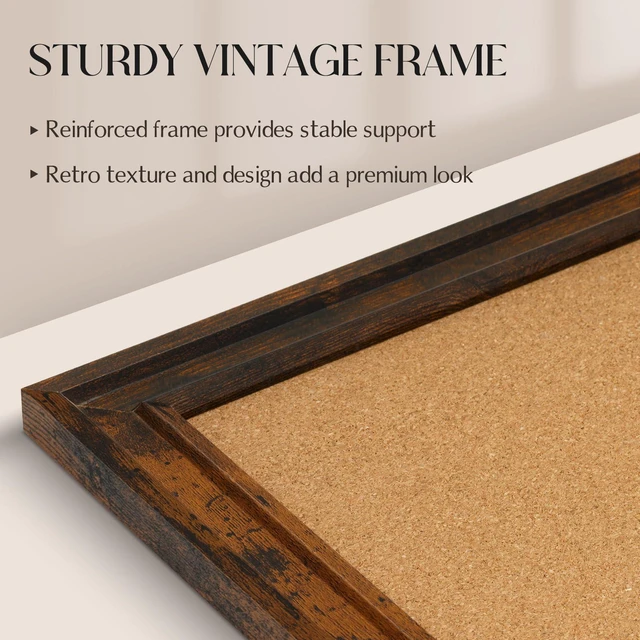 Alt view image 3 of 7 - Cork Board Bulletin Board, 36"x24" Corkboard for Wall Vintage Brown Wooden Frame, Decorative Pin Board, Message Board, Notice Board, Vision Board for Home, Office, Kitchen
