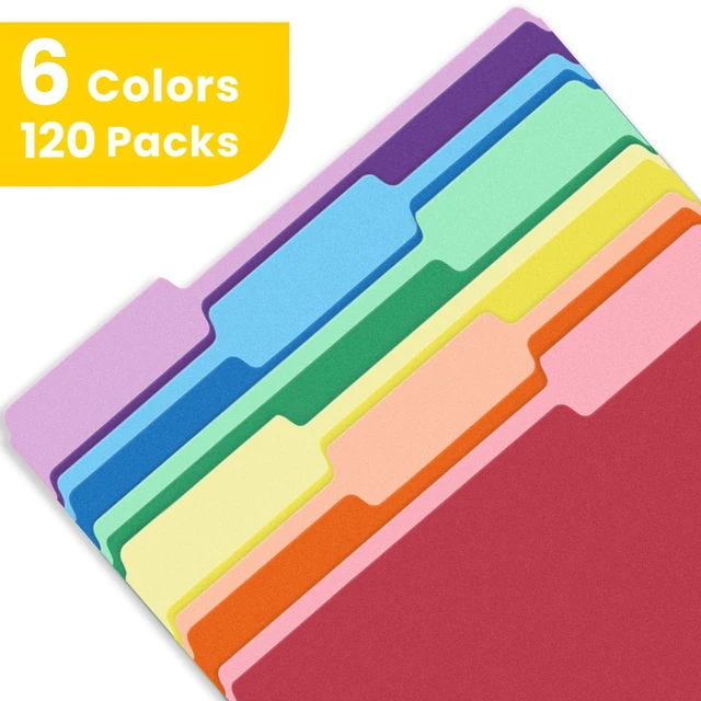 Alt view image 3 of 7 - File Folders, 120 Pack Manilla Folders 8.5 x 11, Colored File Folders Home Office School Supplies for Documents Files Paper, 6 Assorted Colors
