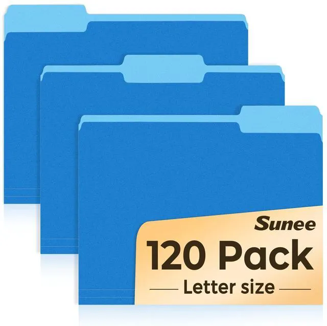 Main image of File Folders, 120 Pack Manilla Folders 8.5 x 11, Colored File Folders Home Office School Supplies for Documents Files Paper,Blue