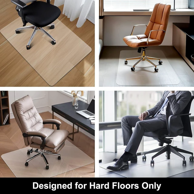 Alt view image 2 of 7 - Office Chair Mat for Hardwood Floor, 46'' x72'' Rectangle Transparent Desk Thick Durable Chair Mat for Rolling Chairs, Easy Glide, Floor-Protector
