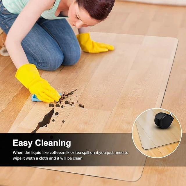 Alt view image 4 of 7 - Office Chair Mat for Hardwood Floor, 46'' x72'' Rectangle Transparent Desk Thick Durable Chair Mat for Rolling Chairs, Easy Glide, Floor-Protector