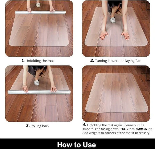 Alt view image 6 of 7 - Office Chair Mat for Hardwood Floor, 46'' x72'' Rectangle Transparent Desk Thick Durable Chair Mat for Rolling Chairs, Easy Glide, Floor-Protector