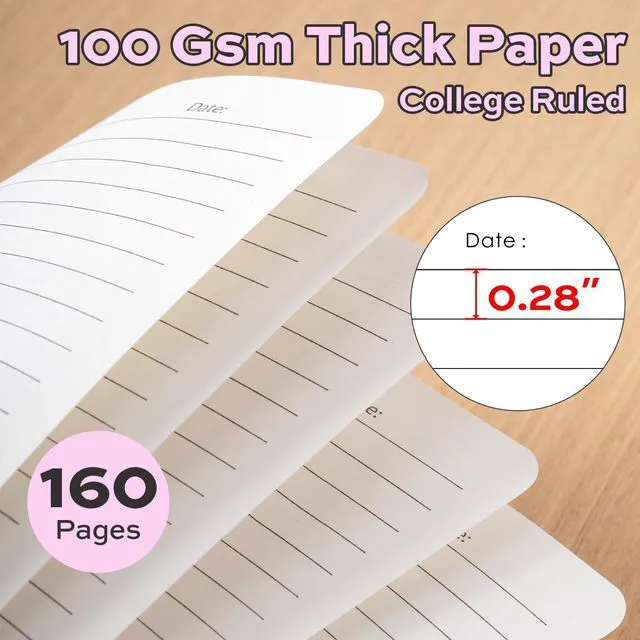 Alt view image 4 of 7 - 6-Pack Lined Spiral Journal Notebook, 160 Pages, A5 (5.5"x8") Hardcover Writing Notebook, College Ruled Spiral Bound Journal for Women & Men - Perfect for Work, School, Office & Note Taking