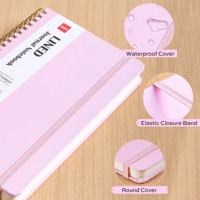 Alt view image 5 of 7 - 6-Pack Lined Spiral Journal Notebook, 160 Pages, A5 (5.5"x8") Hardcover Writing Notebook, College Ruled Spiral Bound Journal for Women & Men - Perfect for Work, School, Office & Note Taking