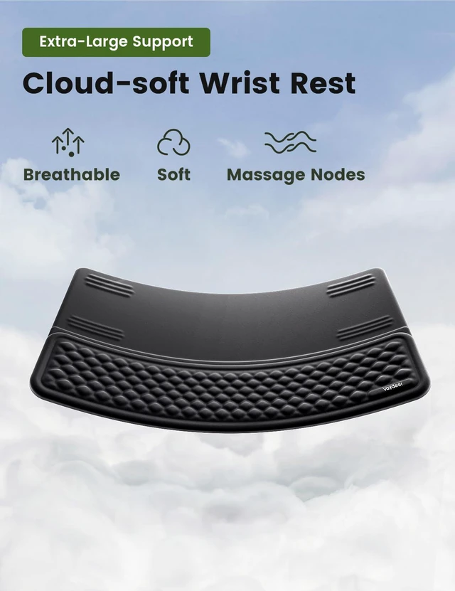 Alt view image 7 of 7 - Extra-Large Keyboard Wrist Rest, Ergonomic Keyboard Stand with Wrist Rest, Ergonomic Keyboard Riser with Soft Memory Foam Cushion for Typing, Gaming, Home Office, Carpal Tunnel Pain Relief